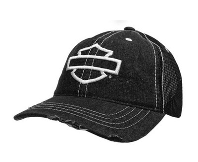Harley Davidson Men's Mega Bar & Shield Frayed Mesh Trucker Hat 5029012903