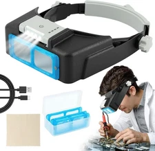 Headband Magnifier with Light,Rechargeable Magnifying Glasses for Close Work,1.5