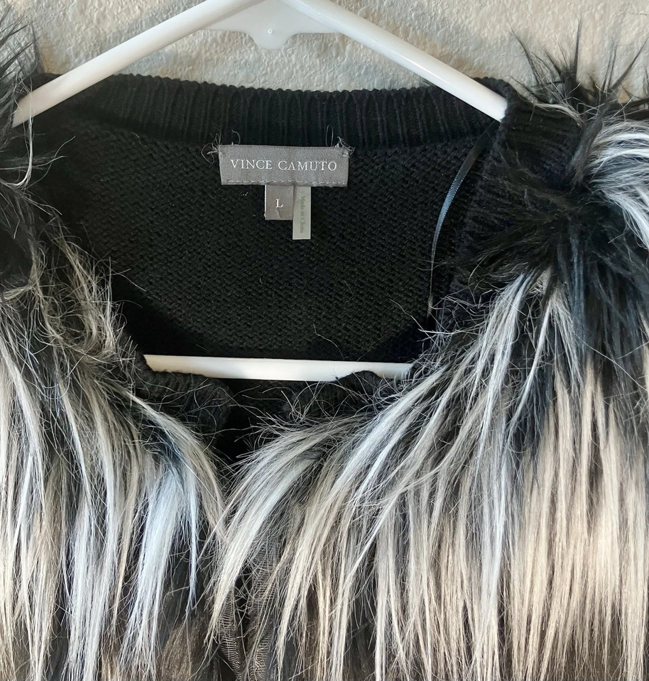 Chaleco Vince Camuto Negro Blanco Imitación Piel Cierre Gancho y Ojo Talla Grande Nuevo sin Etiquetas Foto 2 de 3