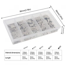 250 Pcs Single Barrel Crimp Sleeves Connector Kit for Fishing Line 1.8mm-2.6MM