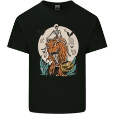 Camiseta de algodón claro T-Rex Halloween esqueleto dinosaurio para hombre