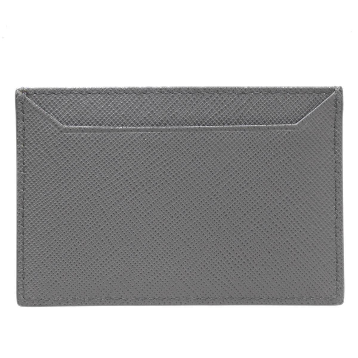 Prada Gray Leather Business Card Holder Open Pocket Unisex thumbnail 3