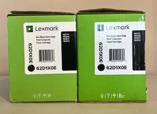 2 Genuine Lexmark 62D1X0E Black Extra High Yield Toner Sealed Damaged Boxes
