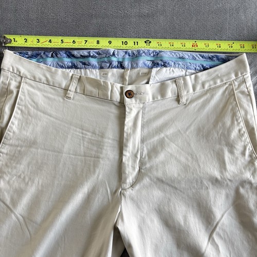 Tommy Bahama Chino Pants Mens 40x30 Cream Cotton Blend Stretch Straight Fit - Picture 3 of 13