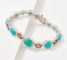 Generation Gem Sterling Silver Turquoise & Smoky Quartz Bracelet, 6-1/4"