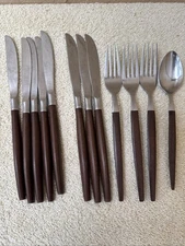 Ekco Eterna Canoe Muffin Vtg Stainless Flatware 3 Forks 8 Knives 1 Teaspoon MCM