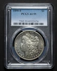 1890-S Morgan Silver Dollar PCGS AU55 Bright Luster PQ New Holder