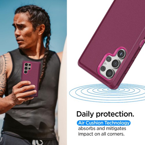 Red For Samsung Galaxy S24 Plus/Ultra S24 FE Case Heavy Duty Cover / Belt Clip - Picture 4 of 14