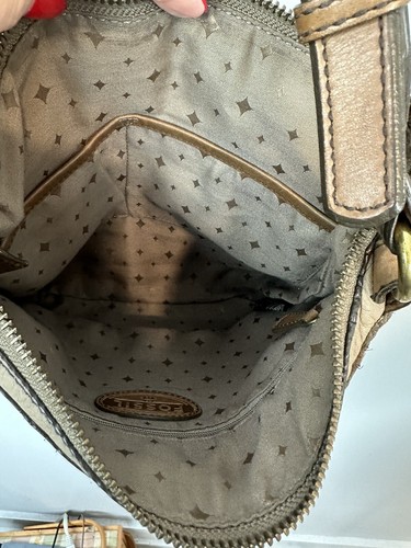 Fossil Crossbody Stripe Satchel Color Block Leather Tan Brown Red Black Bag DN - Picture 8 of 17