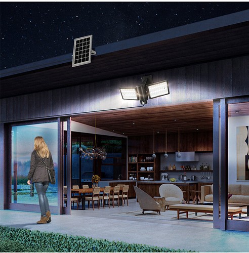 Solar Security Motion Sensor Light With Remote Control Dual Head Dual color - Picture 10 of 11