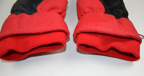 Guantes de nieve vintage talla grande rojo y negro cuero de vaca dividido y nailon - Imagen 3 de 10