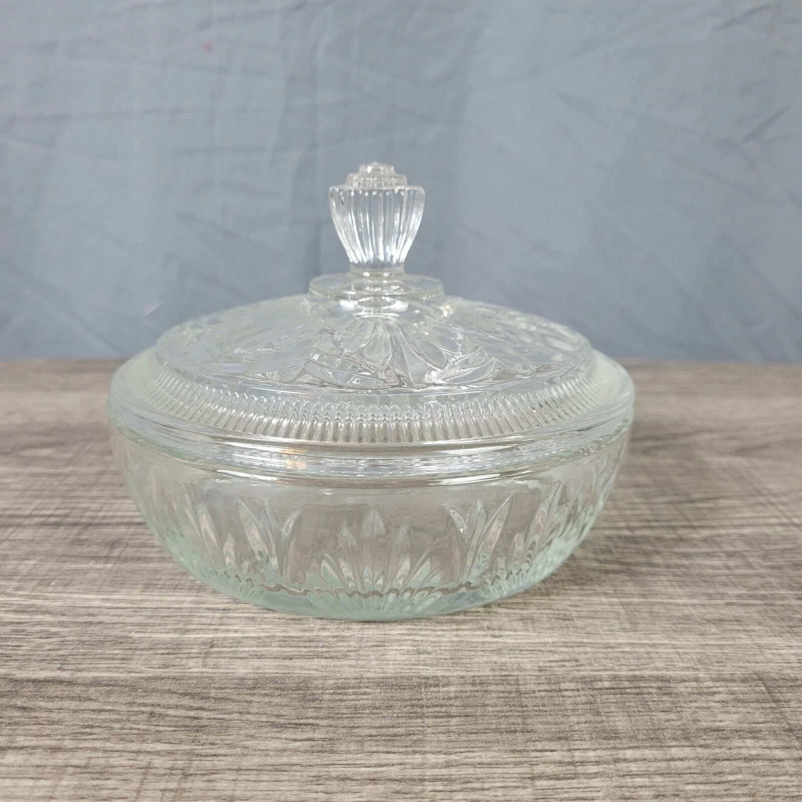Avon Clear Etched Glass Candy Dish