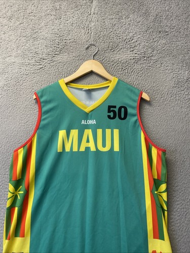 Hawaii Hawaiian Tribal Jersey Large MAUI Aloha GREEN YELLOW / 133-24 - Picture 2 of 8