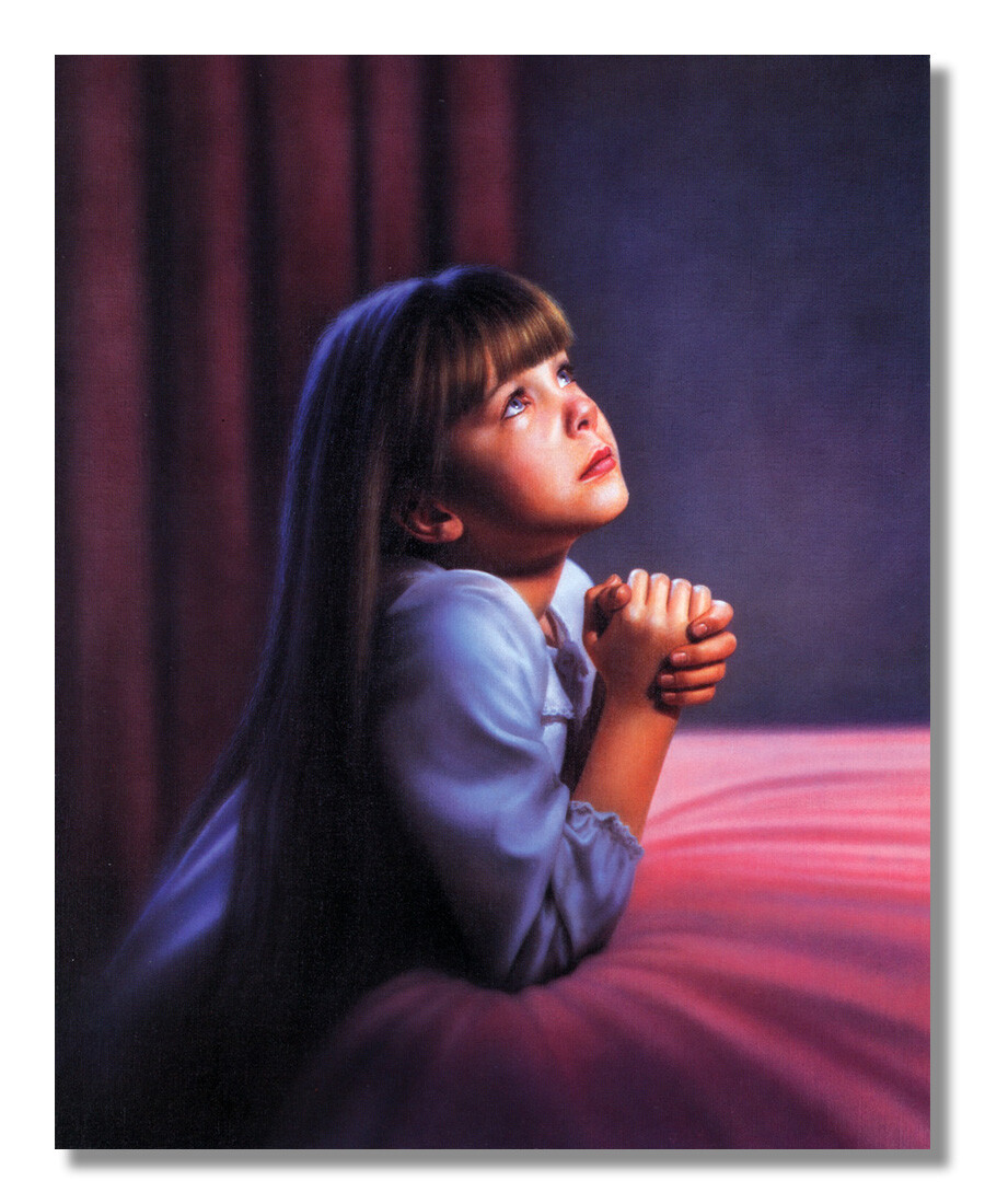 Image 1 - Dear Lord Girl Praying Bed Religious Wall Picture Art Print