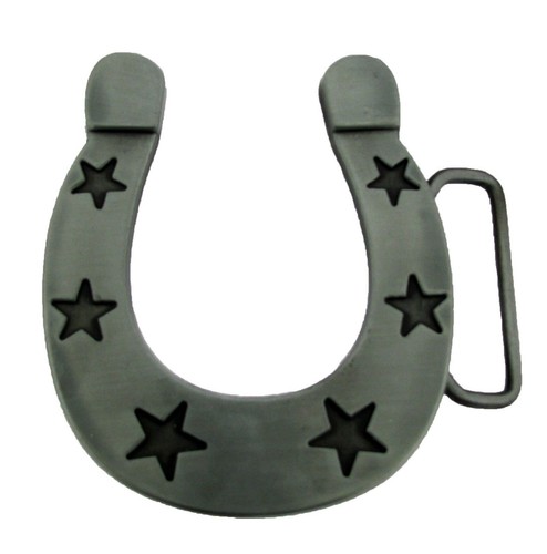 Horse in Horse Shoes Belt Buckle New Men Women Gray Metal Western Cowgirl Rodeo - Picture 3 of 7