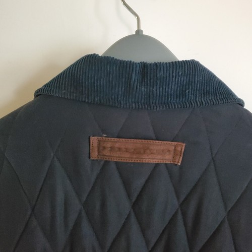 Perry Ellis Mens Large L Quilted Winter Jacket Navy Blue Corduroy Collar Trucker - Picture 7 of 20