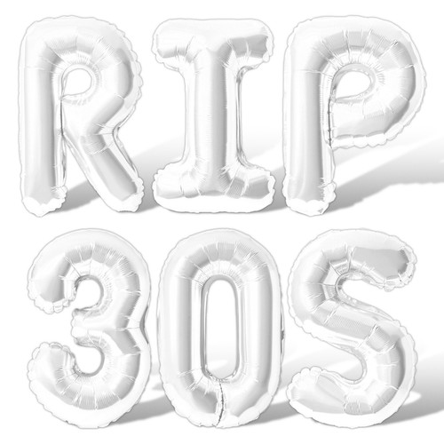 RIP 30S Letra Globos Bandera - 40 Cumpleaños Decoraciones Fiesta - Cuarenta Años de Edad - Imagen 46 de 55