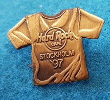 STOCKHOLM SWEDEN *FC PARRY* BRASS T-SHIRT 1997  Hard Rock Cafe PIN