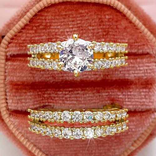 GOLD heißer modischer Ring Damen für Hochzeit Accessoires Bling Bling CZ Stein Luxus - Bild 6 von 8