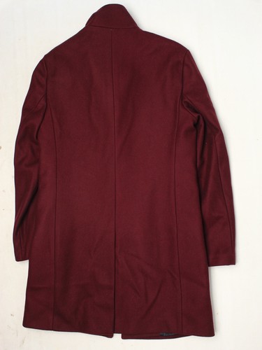 Club Monaco Funnel Neck Coat Mens 36 Solid Wine Red Wool Blend Covert Manteaux - Picture 2 of 10