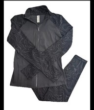 90 DEGREE BY REFLEX JACKET / LEGGING SET GRAPHIC MARBLE BLACK NEW