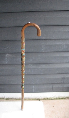 Vintage German Wooden WALKING STICK Cane Hiking Souvenir Tourist 25 Badges 36” - Picture 2 of 9