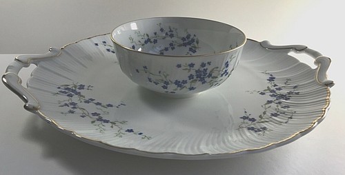 Bernardaud Limoges Myosotis France 1 piece Chip & Dip Platter - Picture 6 of 10