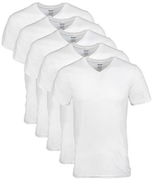 Gildan Men's V-Neck T-Shirts Multipack, White (6 Assorted Sizes , Colors for sale online