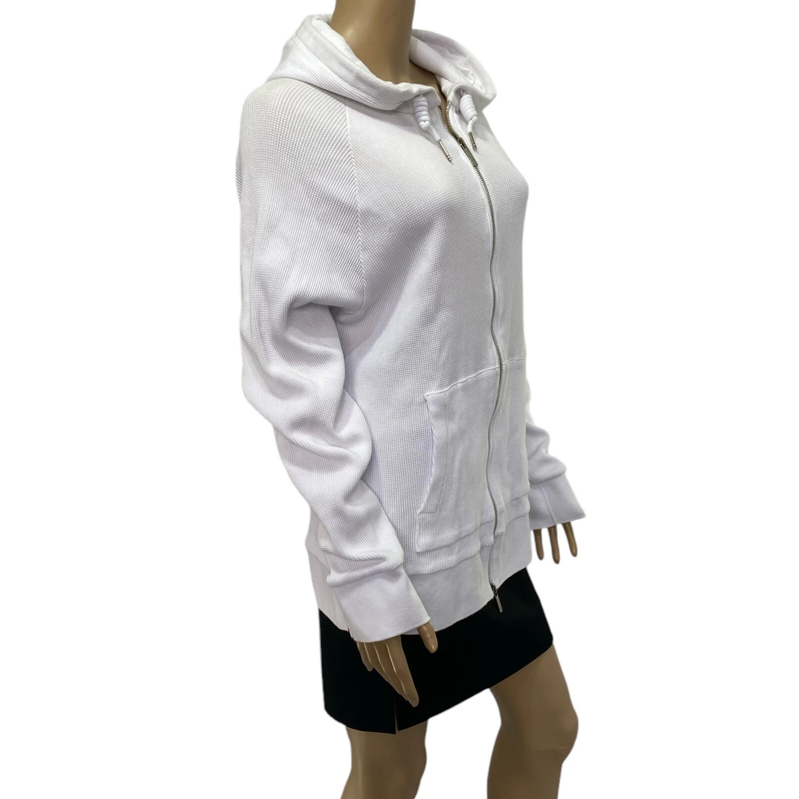 Giacca con cappuccio THOM BROWNE bianca maniche raglan