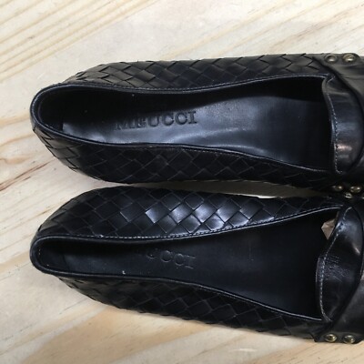 Sesto Meucci Shoes Womens 7.5 Narrow Loafers Woven Black