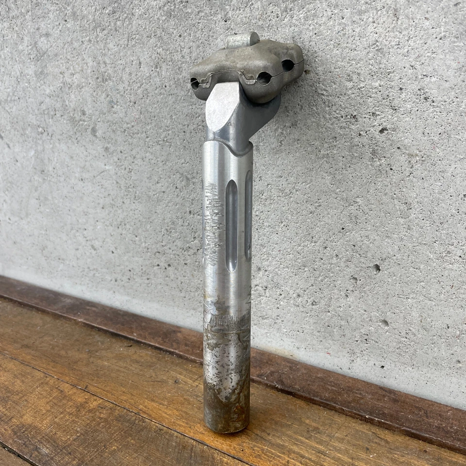 Tija de sillín de carretera de aleación ITM de colección 27,2 mm estriada Italia años 80 plateada Foto 2 de 4