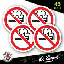 4 x No Smoking Stickers 45mm waterproof vinyl signs window car taxi van shop