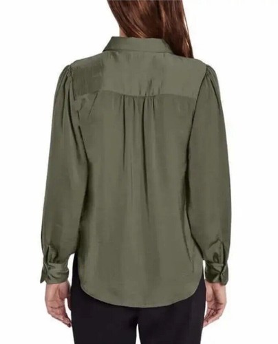 NWT Banana Republic Women's Long Sleeve V Neck Blouse Green Size XS $65 8D083 - Picture 2 of 4