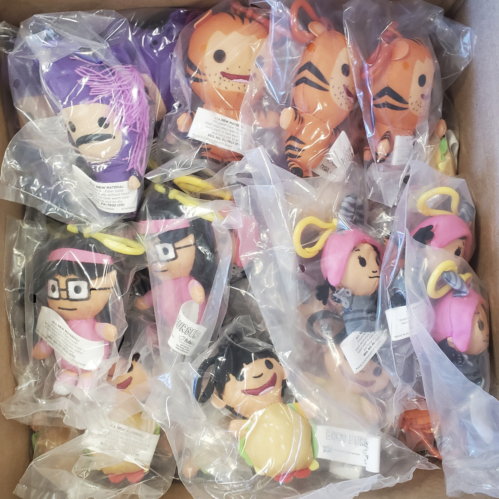 Bob's Burgers Plush Dangler ClipOns Lot of 100 FIVE VARIETIES ONLY
