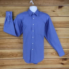 Hathaway Dress Shirt Wrinkle Free Mens Size 16.5x36 Blue Blended Pinpoint Oxford