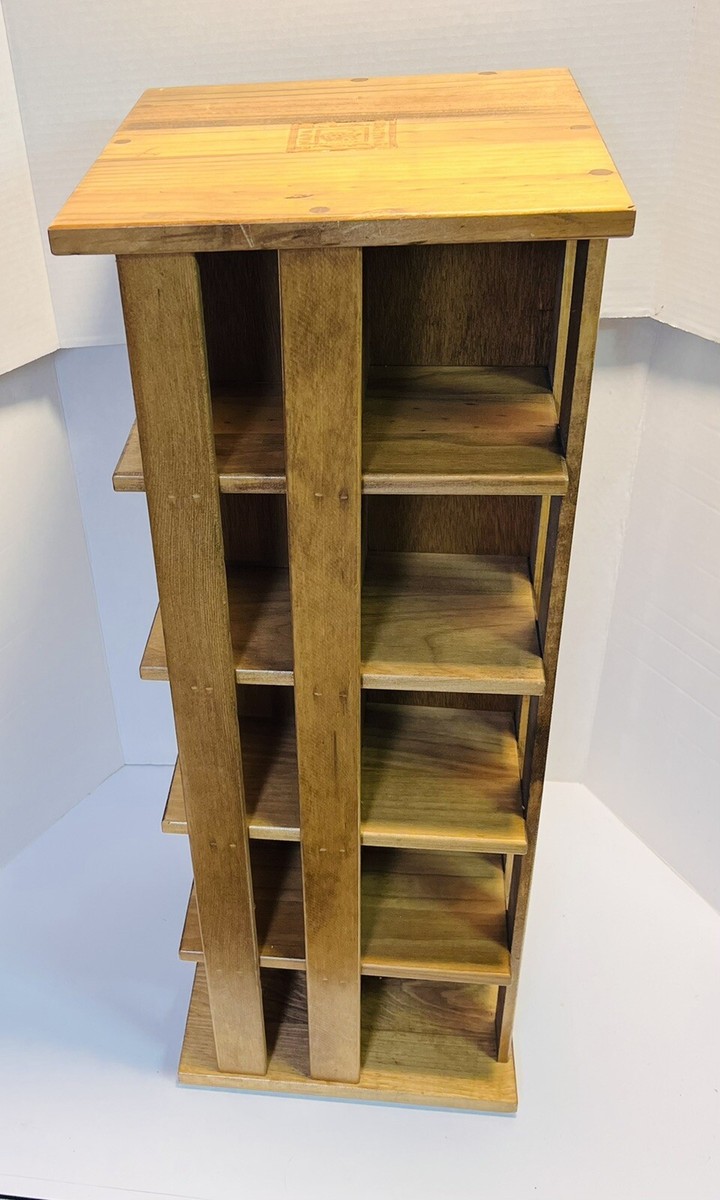 レトロな黄色のCDラック Napa Valley Box Wood 200 CD Storage Rotating Revolving