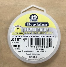 Beadalon Nylon Coated Silver Plated Bead Stringing Wire - 19 Strands .015"
