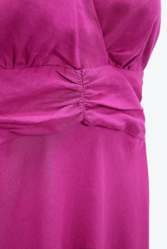 ZARA 2023 HALTER LINEN BLEND HALTER NECK MIDI DRESS MAGENTA SIZE XS : 3602/368 - Picture 10 of 12