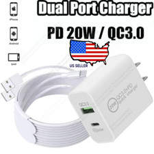 QC3.0 USB Fast Wall Charger Power Adapter For iPhone 14/13/12/11 Pro Max iPads