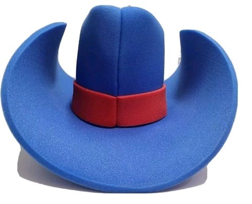 FOAM COWBOY WESTERN big OVERSIZED COSTUME HAT BLUE STAR white 24" - Picture 4 of 5