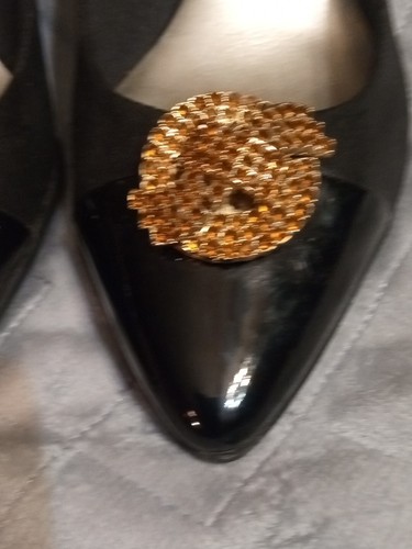 💟 Anne Kline Sport Women’s Black Wedge Heel Shoes W/Gold Accent Size: 7M👠 - Picture 13 of 19