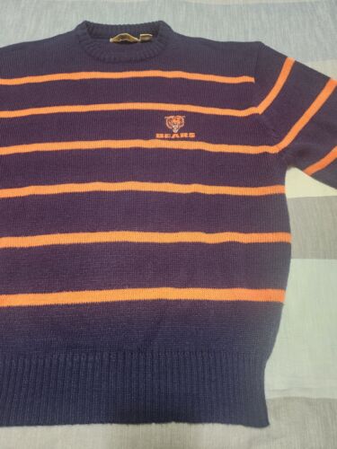 Rare 80's Vintage LOGO 7 Orange & Blue Striped Chicago Bears NFL Sweater XLarge - Picture 2 of 16