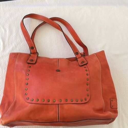 Patricia Nash boho western weave leather coral/orange Tote large bag - Picture 4 of 8