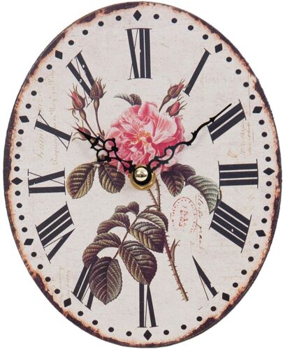 6KL0320 Reloj de mesa 15x5x18 cm Multicolor Madera Flores Redondo - Imagen 1 de 2
