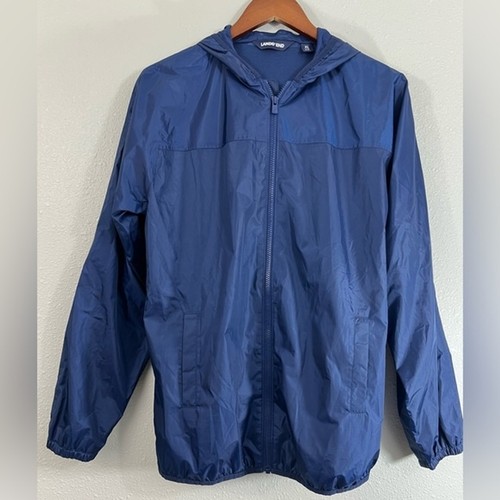 Land's End Boys Girls Navy Blue Full-Zip Hooded Lightweight Jacket Size XL 18/20 - Picture 12 of 12