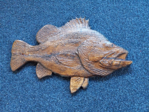 Vintage Bass Fish Folk Art Wood Wall Plaque Fish Lake Beach - Picture 1 of 8
