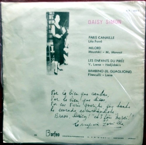 DAISY SIMON - PARIS CANAILLE + 3 - EP with PS - URUGUAY - Picture 2 of 5