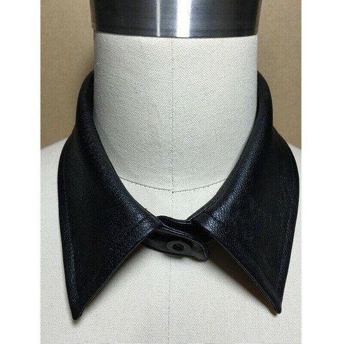 Desmontable Falso Cuello Imitación Cuero para Chaqueta Abrigo Suéter Camisa Negro - Imagen 1 de 7