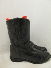 Vintage Justin Classic Black Roper Cowboy Boots Style 3133 Mens Size 9 D USA