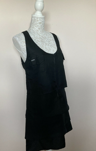 IKKS MINI BLACK FULL ZIP DRESS small UK 8 EUR 36 - Picture 2 of 13